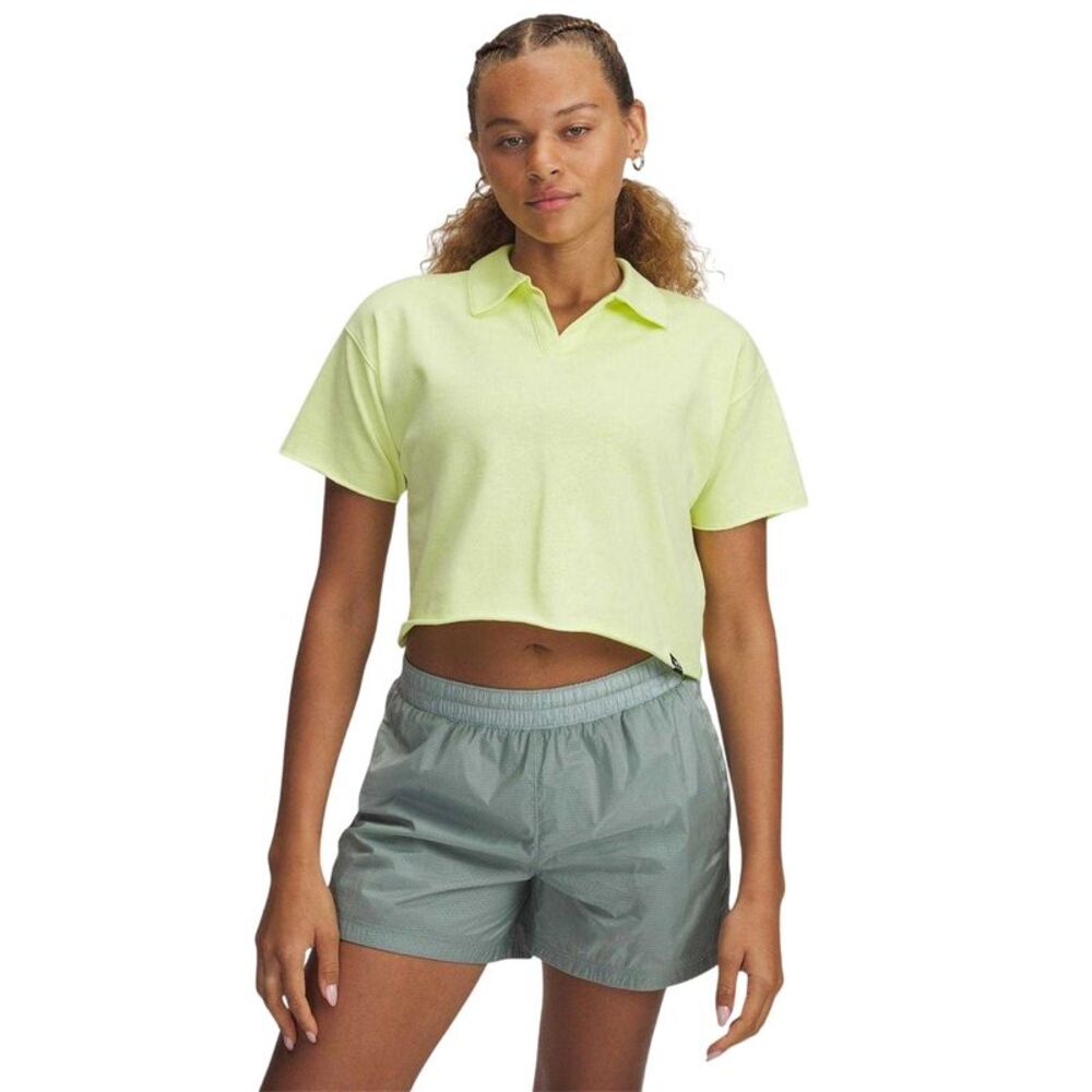Under Armour Womens/Ladies Icon Terrycloth Cropped Polo Shirt / Yellow/White